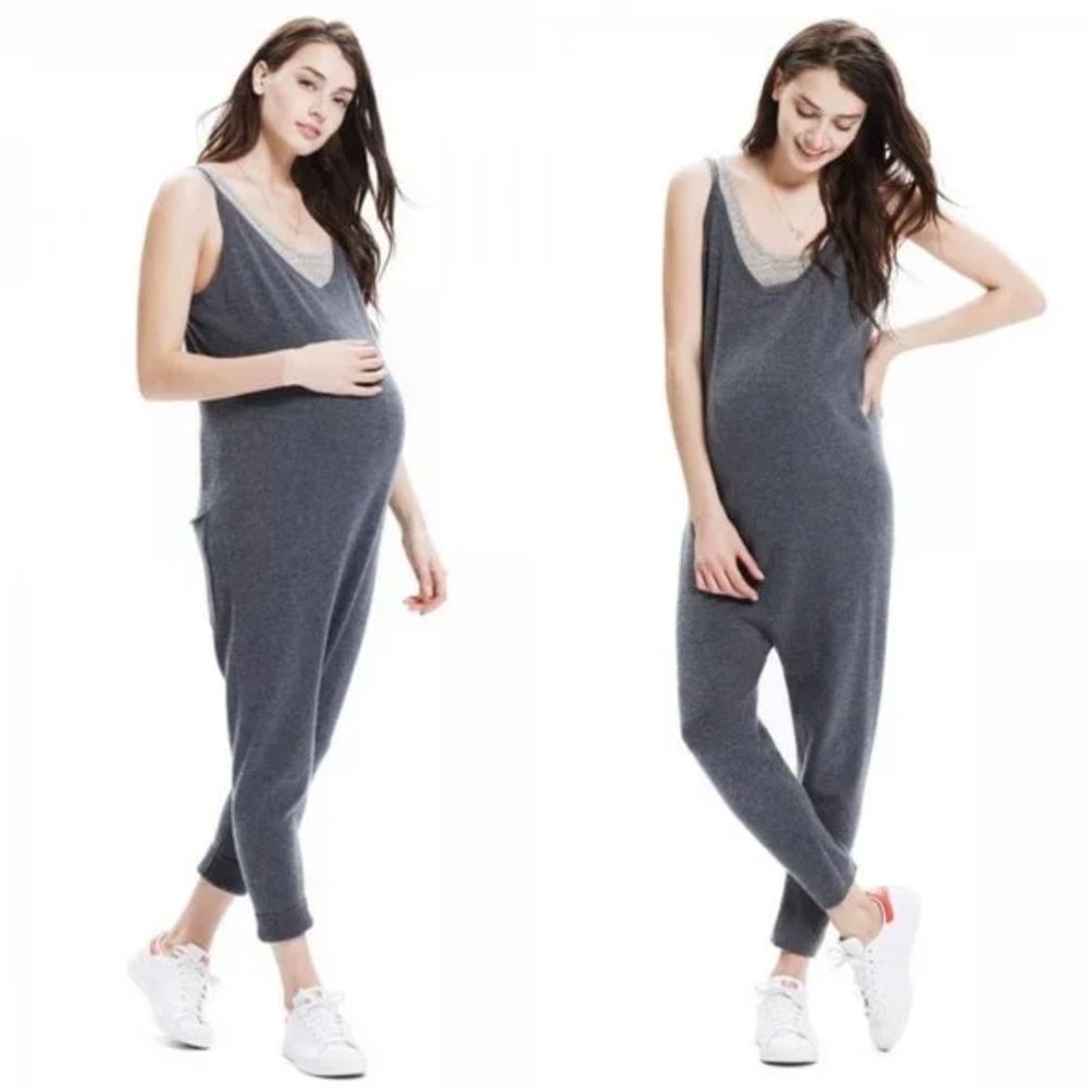 Hatch The Knit Onesie Merino Wool Cashmere Jumpsuit Grey One Size Maternity